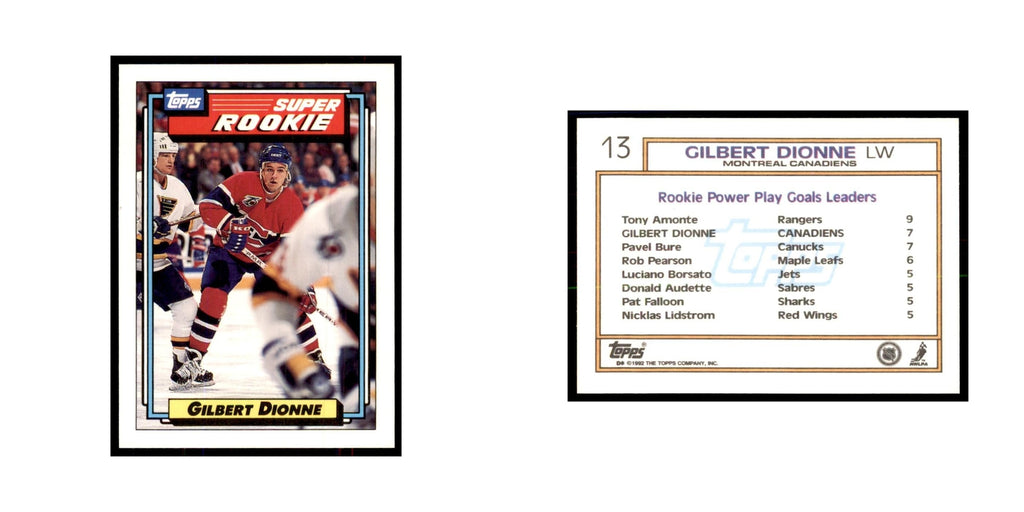 Gilbert Dionne Rookie 1992 Topps #13 Hockey Cards Hockey Card NM