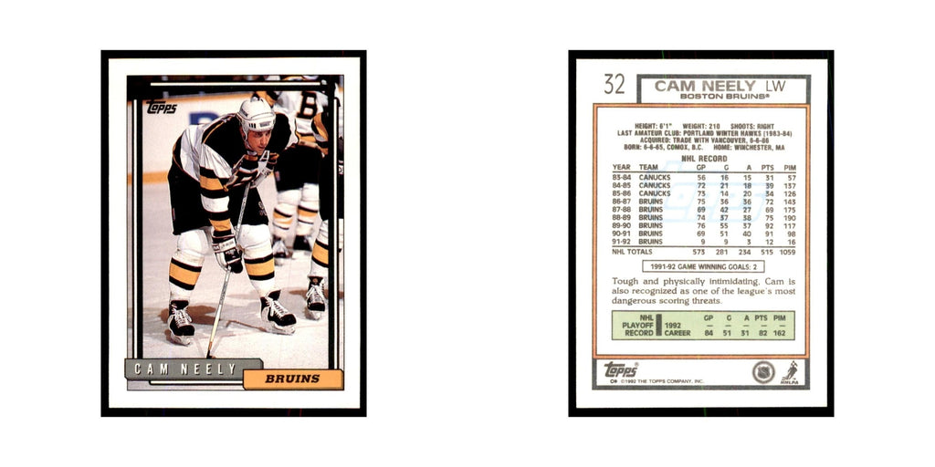 Cam Neely 1992 Topps #32 Hockey Cards Hockey Card NM