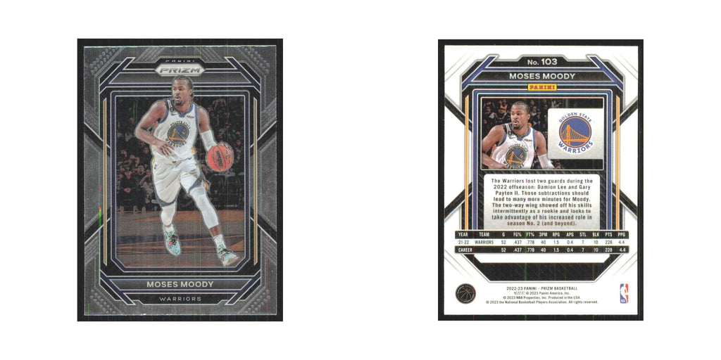 Moses Moody 2022 Panini Prizm #103 Golden State Warriors Basketball Card NM