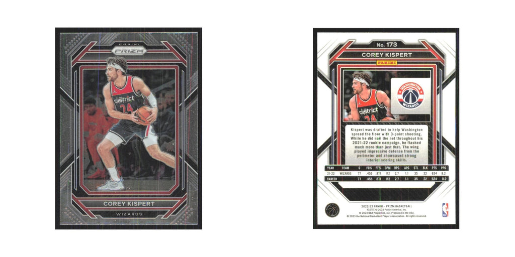 Corey Kispert 2022 Panini Prizm #173 Washington Wizards Basketball Card NM