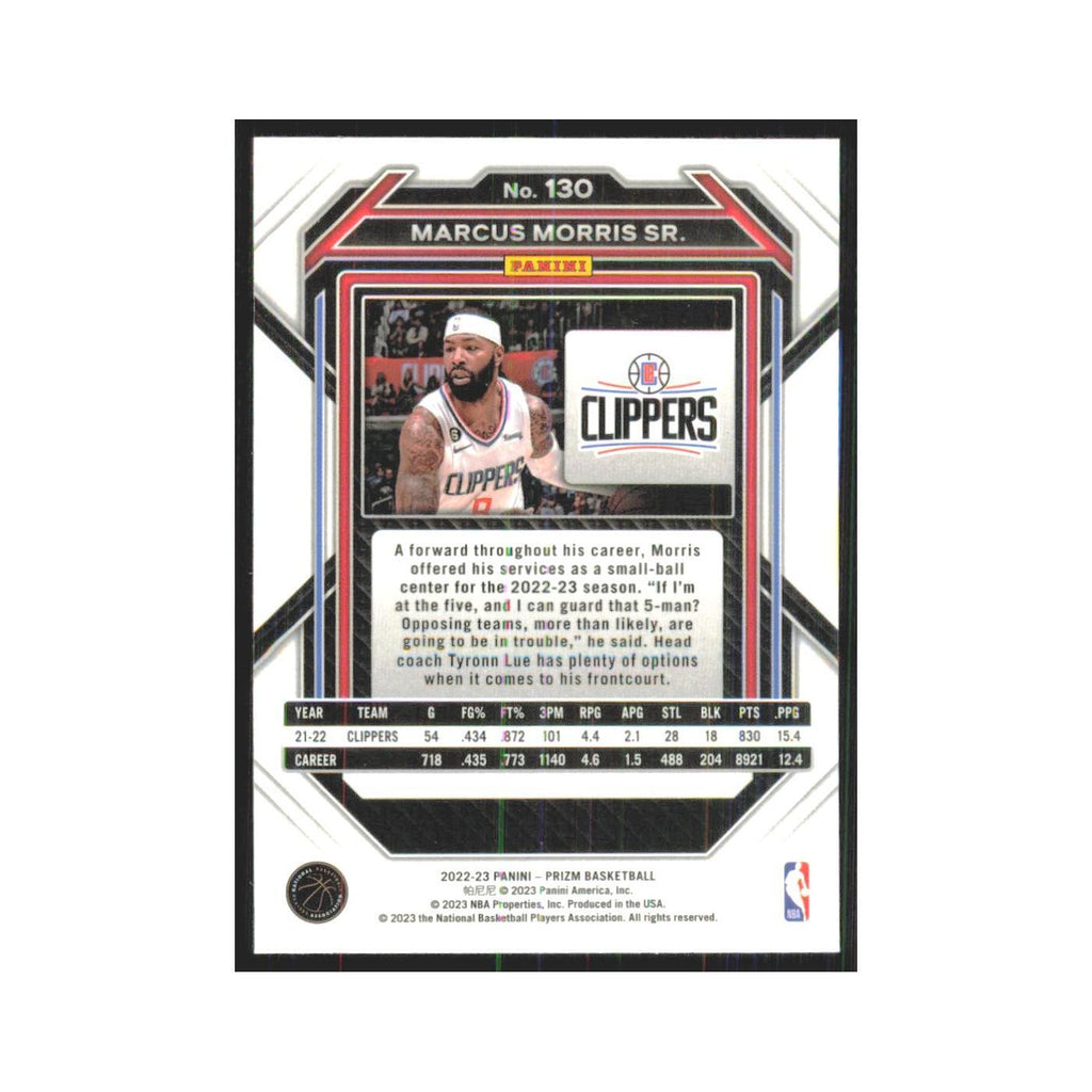 Marcus Morris Sr. 2022 Panini Prizm #130 Los Angeles Clippers Basketball Card NM