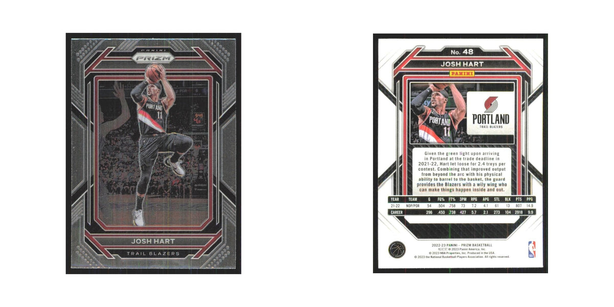 Josh Hart 2022 Panini Prizm #48 Portland Trail Blazers Basketball Card NM