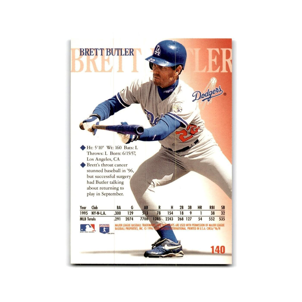 Brett Butler 1996 Circa #140 Los Angeles Dodgers Baseball Card NM
