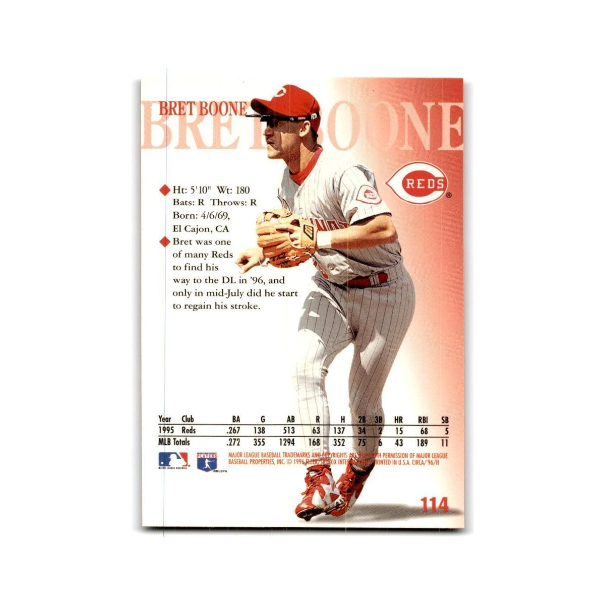 Bret Boone 1996 Circa #114 Cincinnati Reds Baseball Card NM