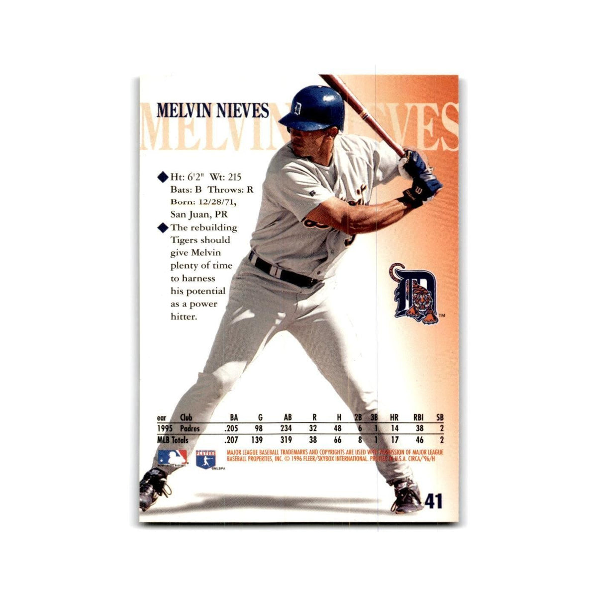 Melvin Nieves 1996 Circa #41 Detroit Tigers Baseball Card NM