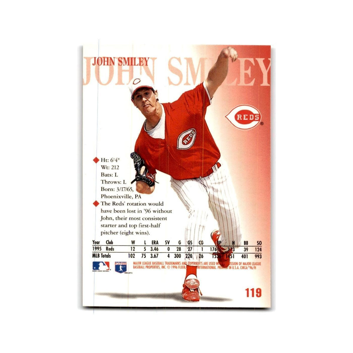 John Smiley 1996 Circa #119 Cincinnati Reds Baseball Card NM