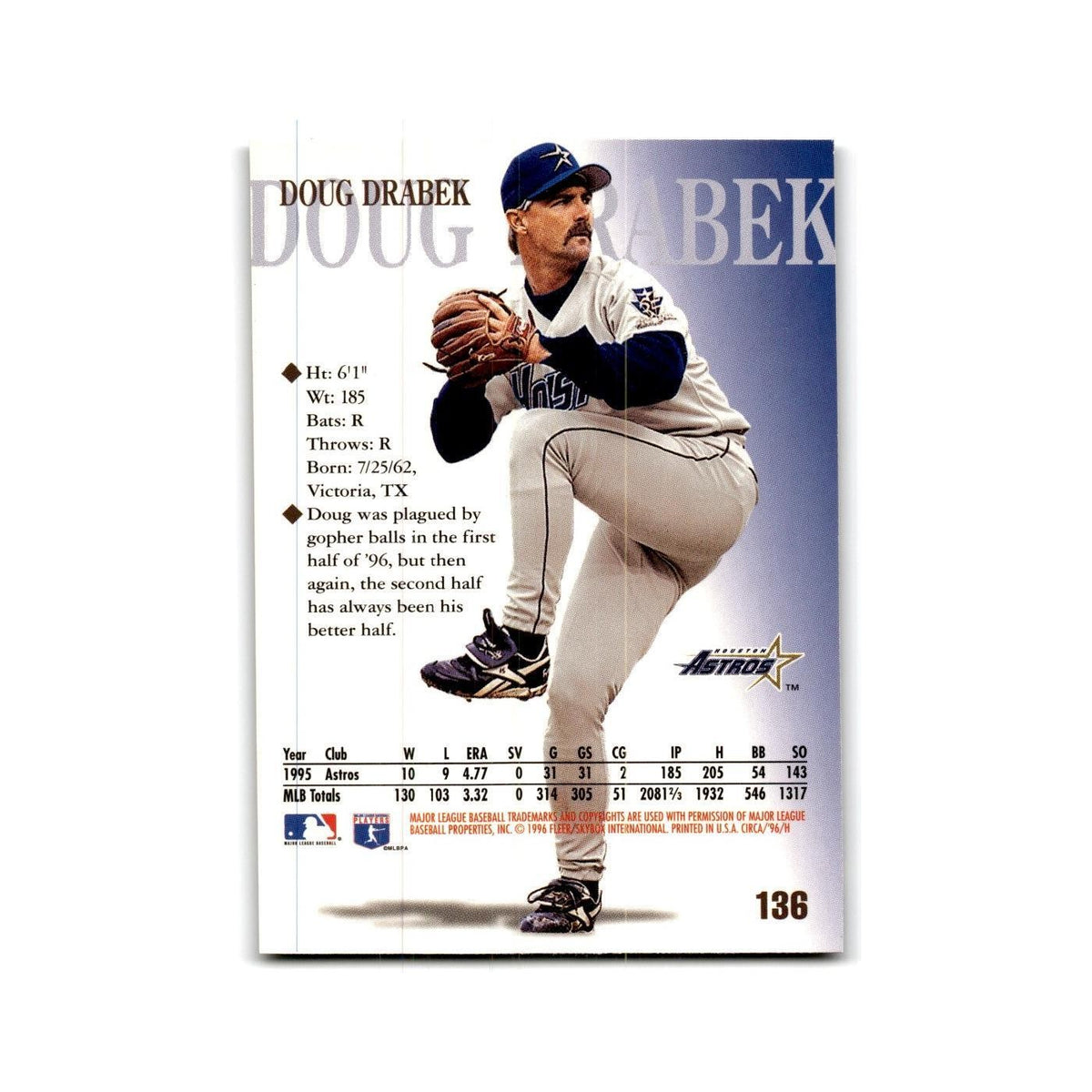 Doug Drabek 1996 Circa #136 Houston Astros Baseball Card NM