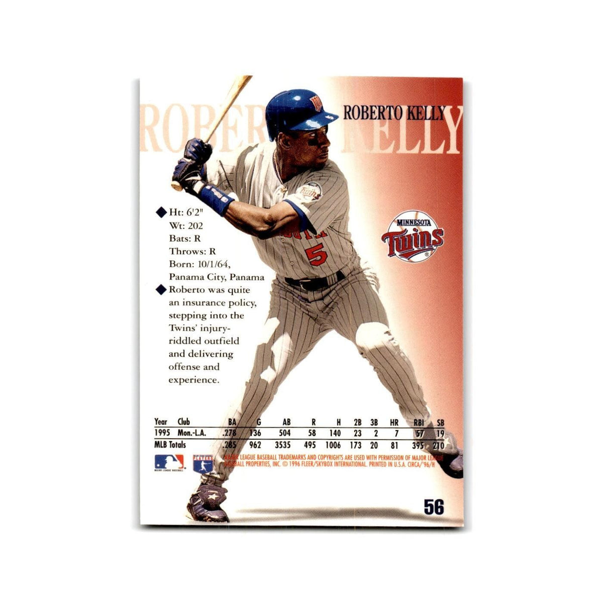 Roberto Kelly 1996 Circa #56 Minnesota Twins Baseball Card NM