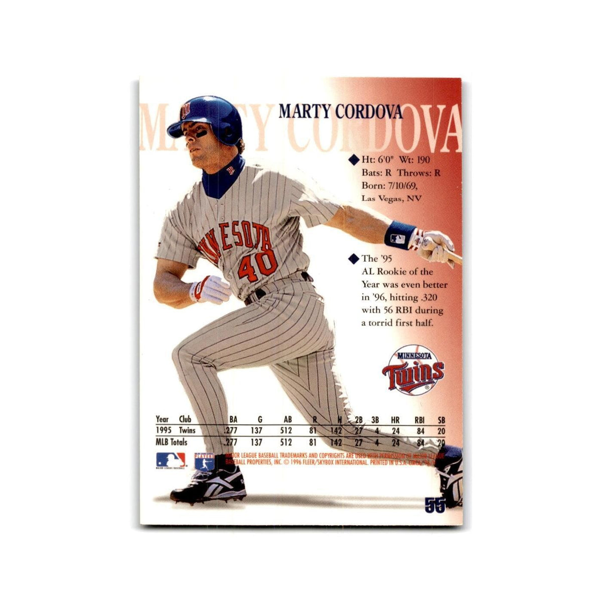Marty Cordova 1996 Circa #55 Minnesota Twins Baseball Card NM
