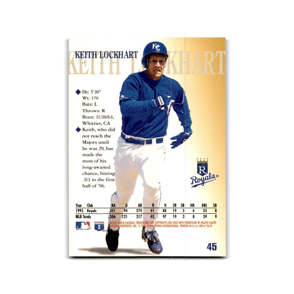 Keith Lockhart 1996 Circa #45 Kansas City Royals Baseball Card NM
