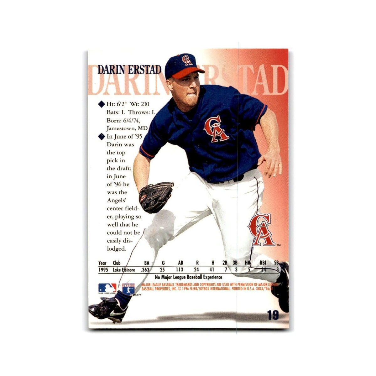 Darin Erstad Rookie 1996 Circa #19 California Angels Baseball Card NM