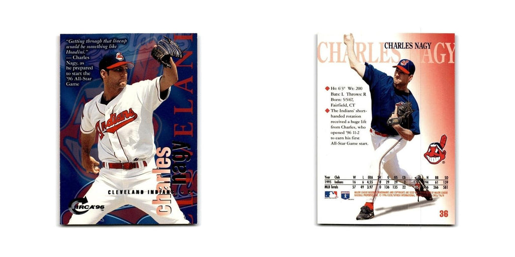Charles Nagy 1996 Circa #36 Cleveland Indians Baseball Card NM