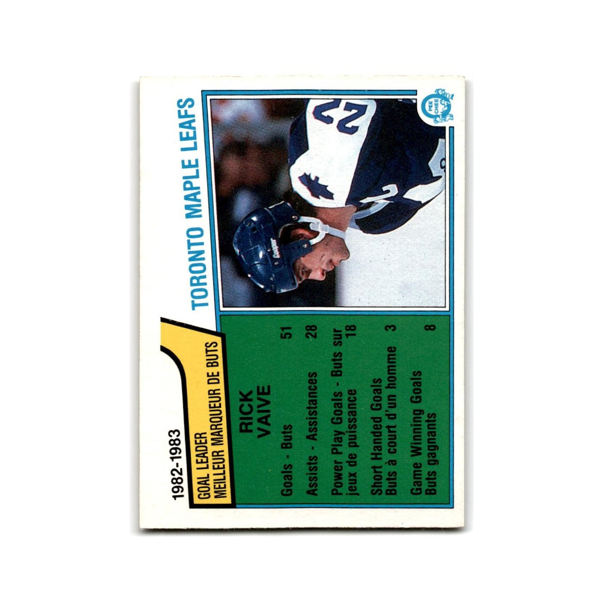 1983 O-Pee-Chee Rick Vaive Toronto Maple Leafs #323