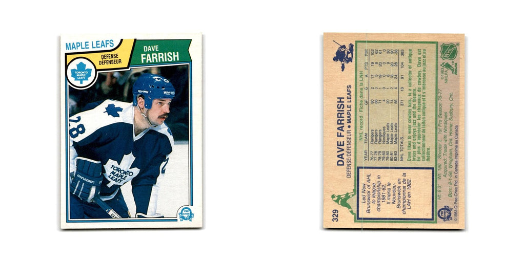 1983 O-Pee-Chee Dave Farrish Toronto Maple Leafs #329