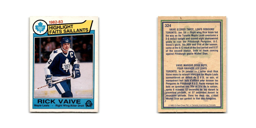 1983 O-Pee-Chee Rick Vaive Toronto Maple Leafs #324