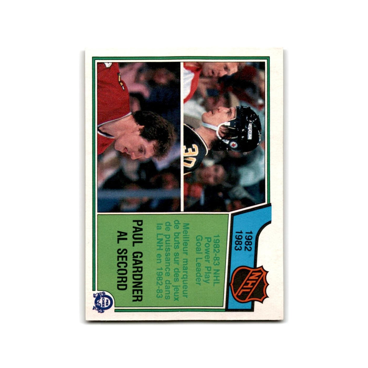 1983 O-Pee-Chee Paul Gardner Al Secord PPG Goal Leaders #219