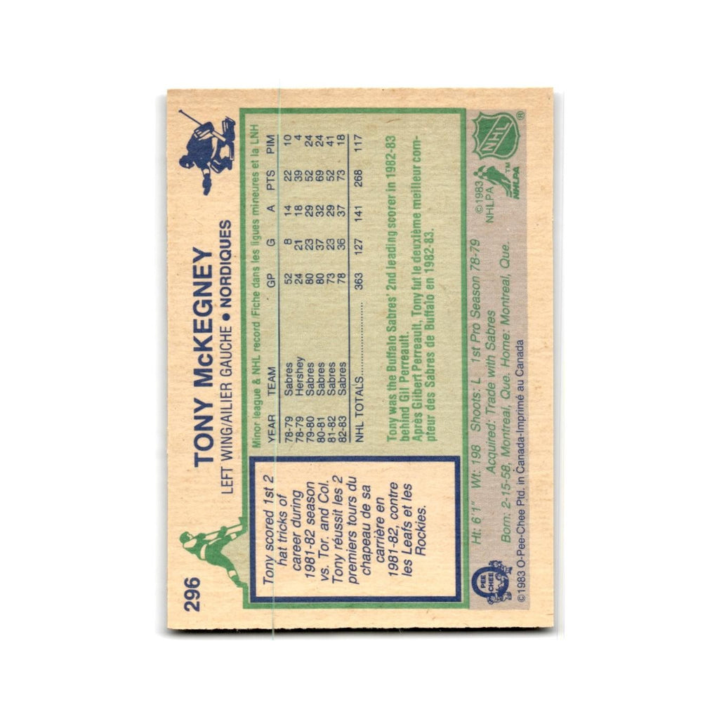 1983 O-Pee-Chee Tony McKegney Quebec Nordiques #296