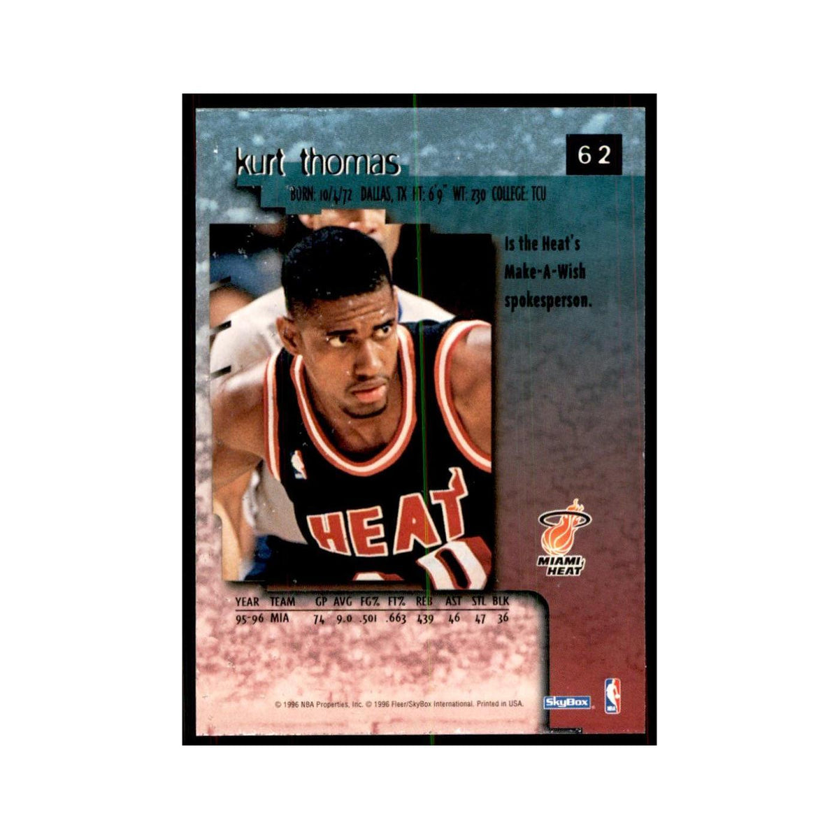1996 SkyBox Premium Kurt Thomas Basketball Cards #62