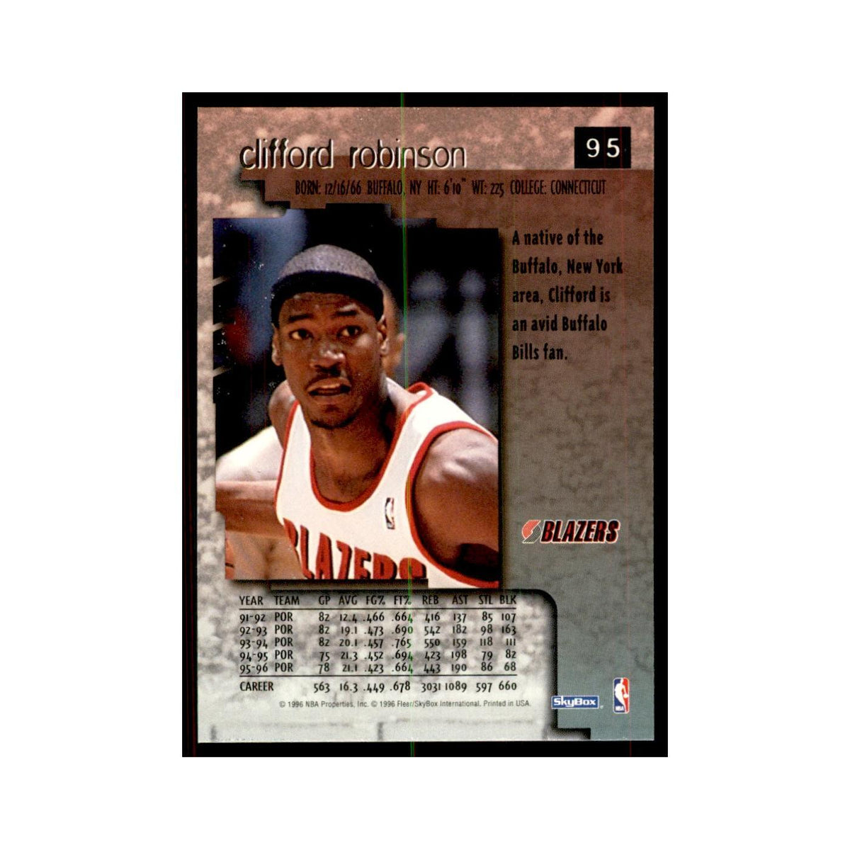 1996 SkyBox Premium Clifford Robinson Basketball Cards #95