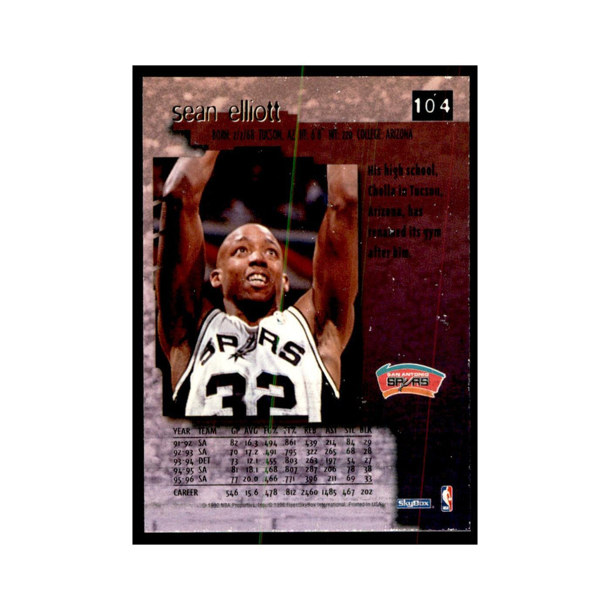 1996 SkyBox Premium Sean Elliott Basketball Cards #104