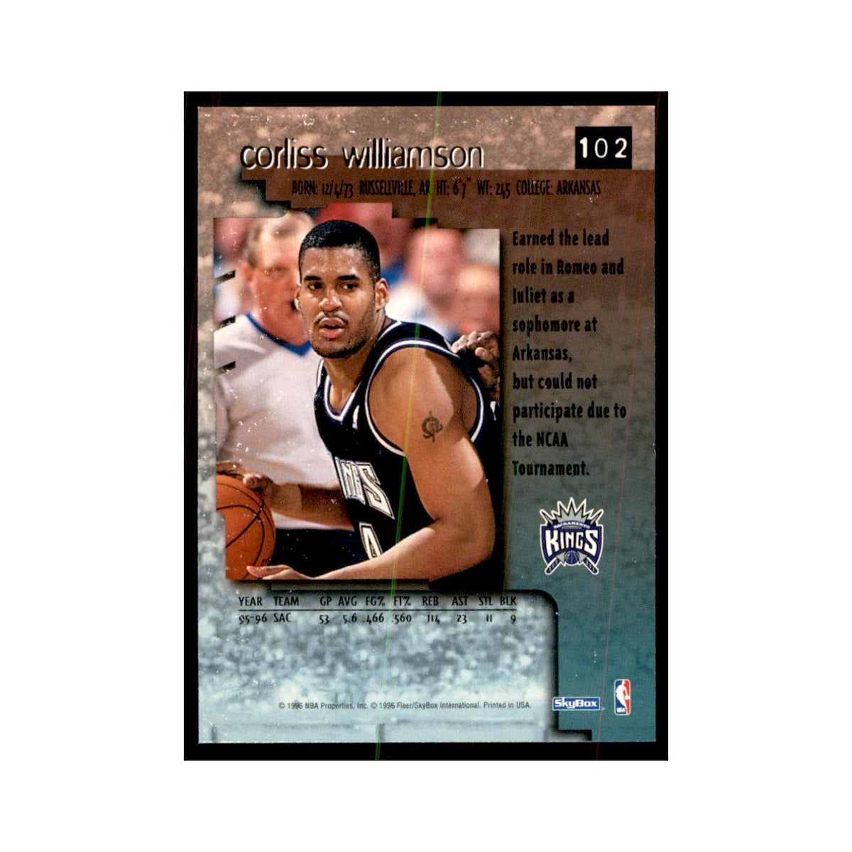 1996 SkyBox Premium Corliss Williamson Basketball Cards #102