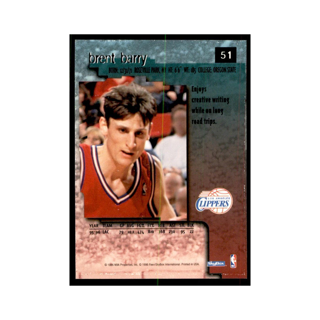 1996 SkyBox Premium Brent Barry Basketball Cards #51