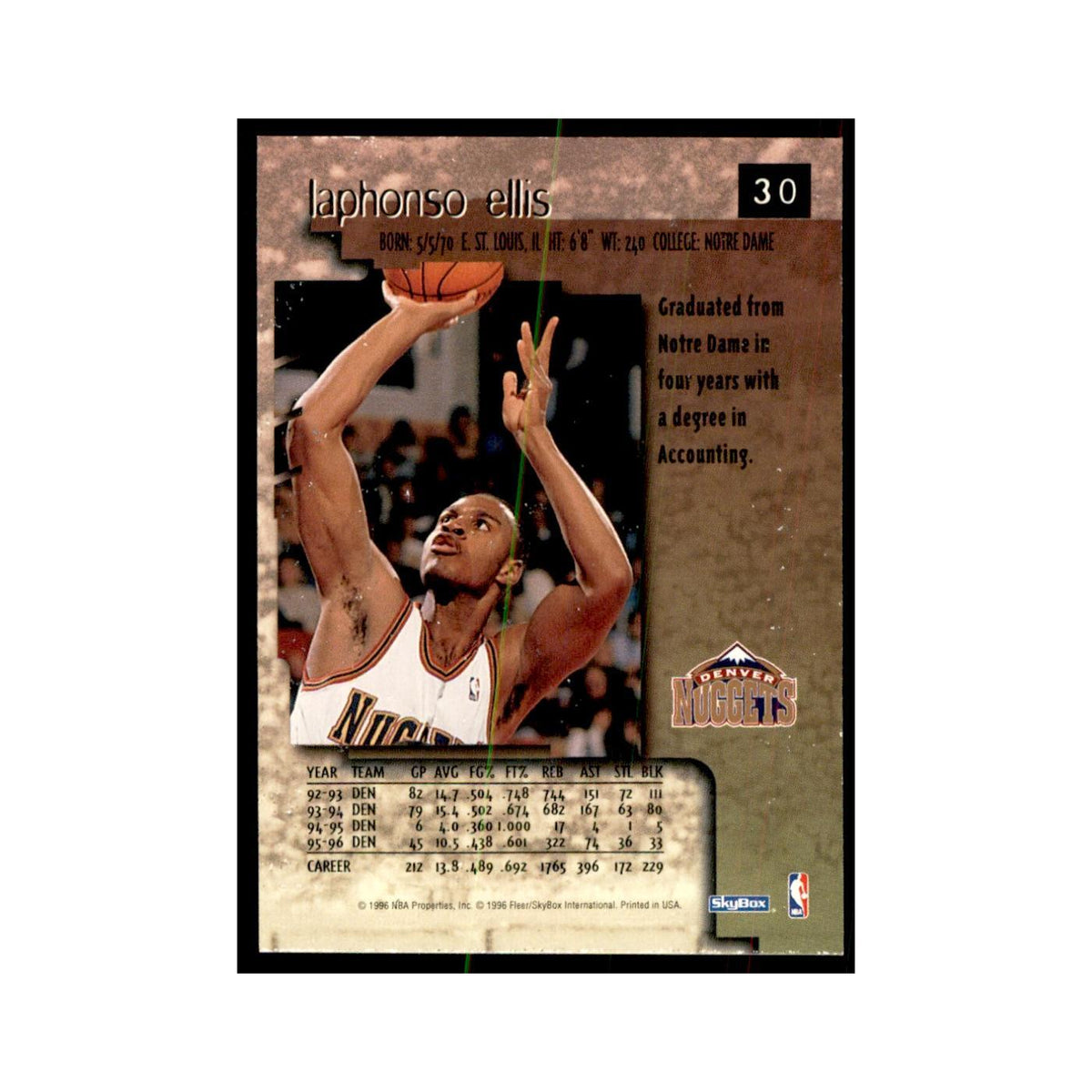 1996 SkyBox Premium LaPhonso Ellis Basketball Cards #30