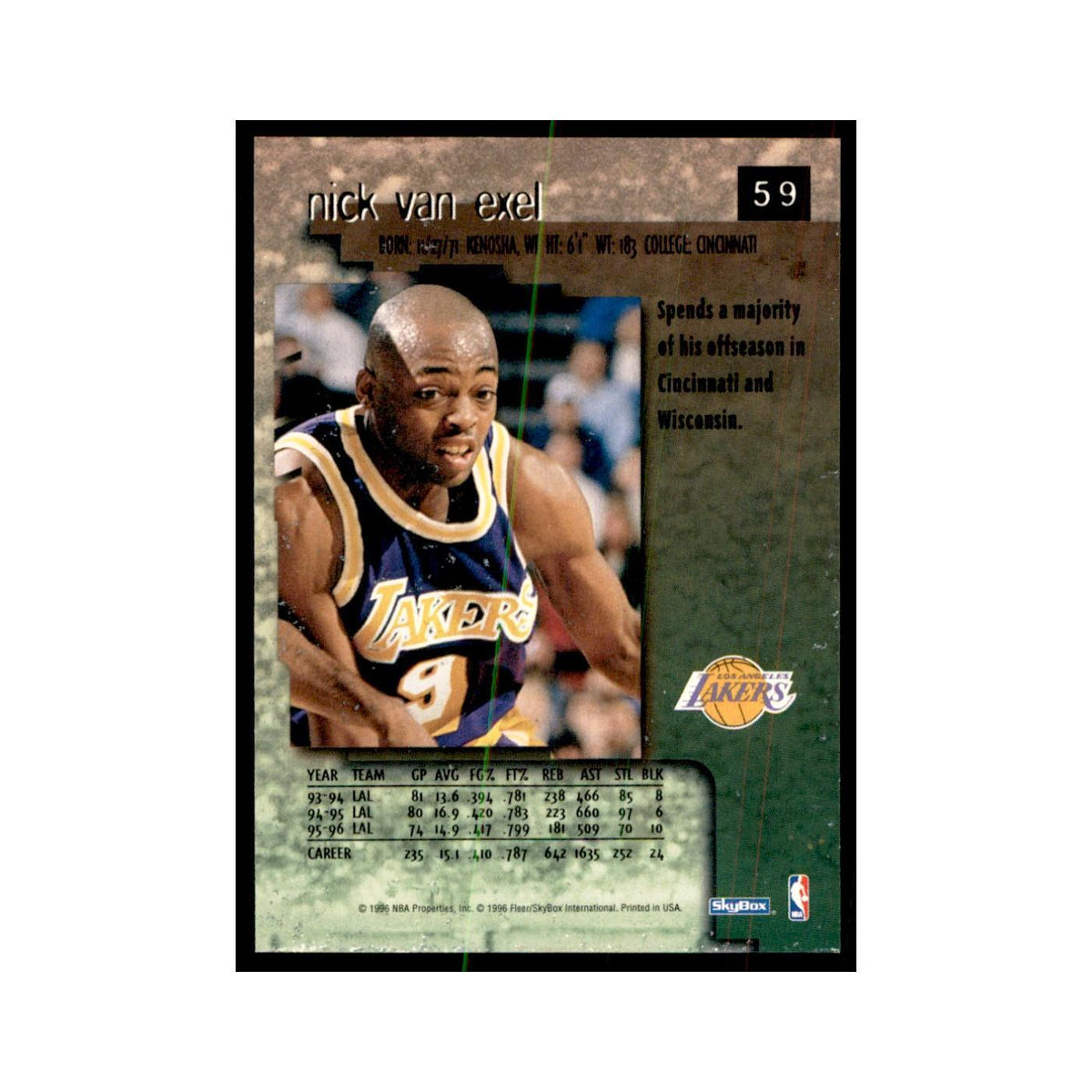 1996 SkyBox Premium Nick Van Exel Basketball Cards #59