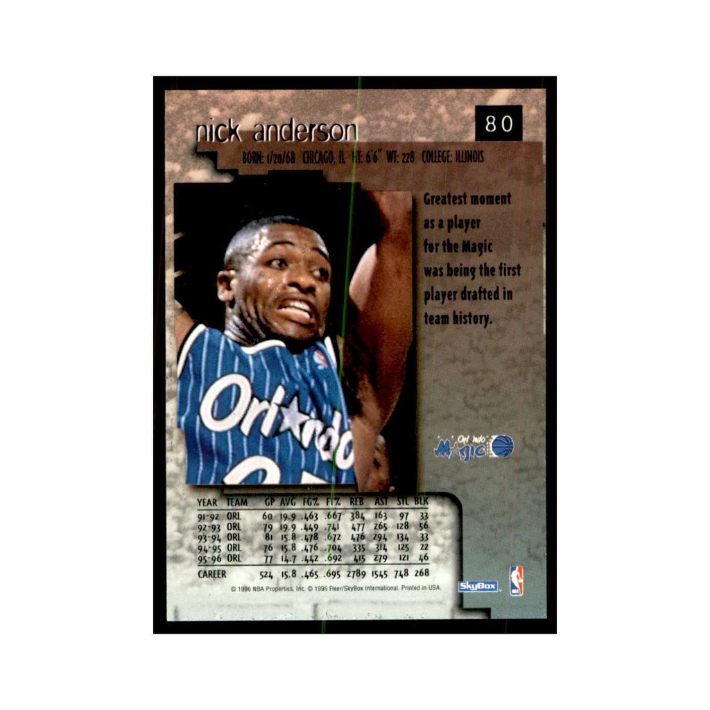1996 SkyBox Premium Nick Anderson Basketball Cards #80