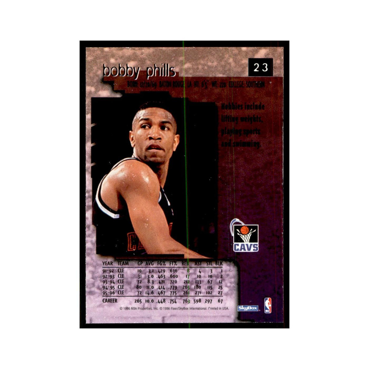 1996 SkyBox Premium Bobby Phills Basketball Cards #23
