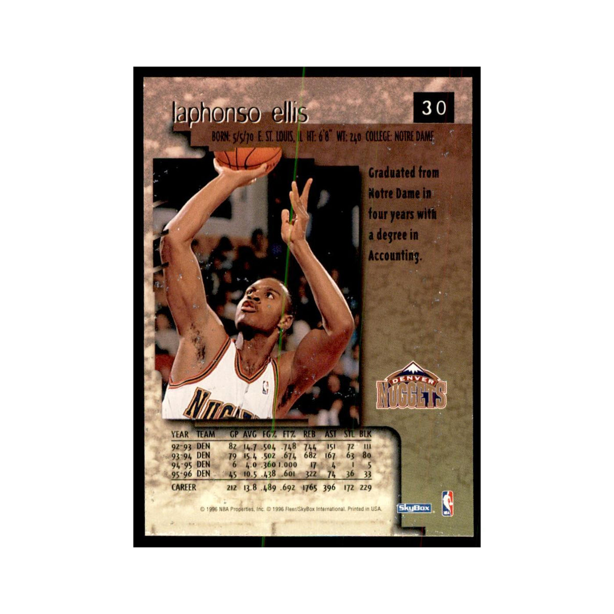 1996 SkyBox Premium LaPhonso Ellis Basketball Cards #30