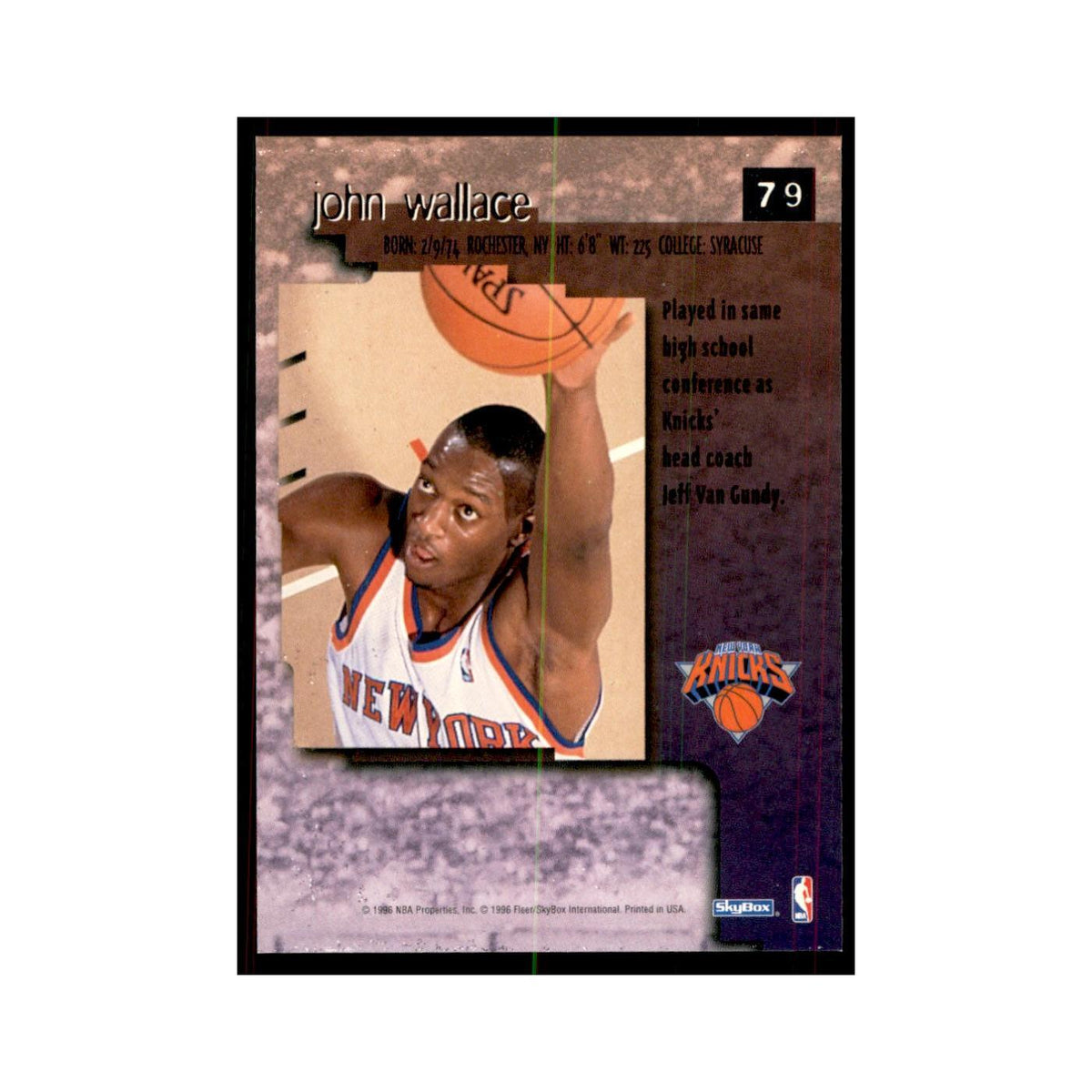 1996 SkyBox Premium John Wallace Basketball Cards #79