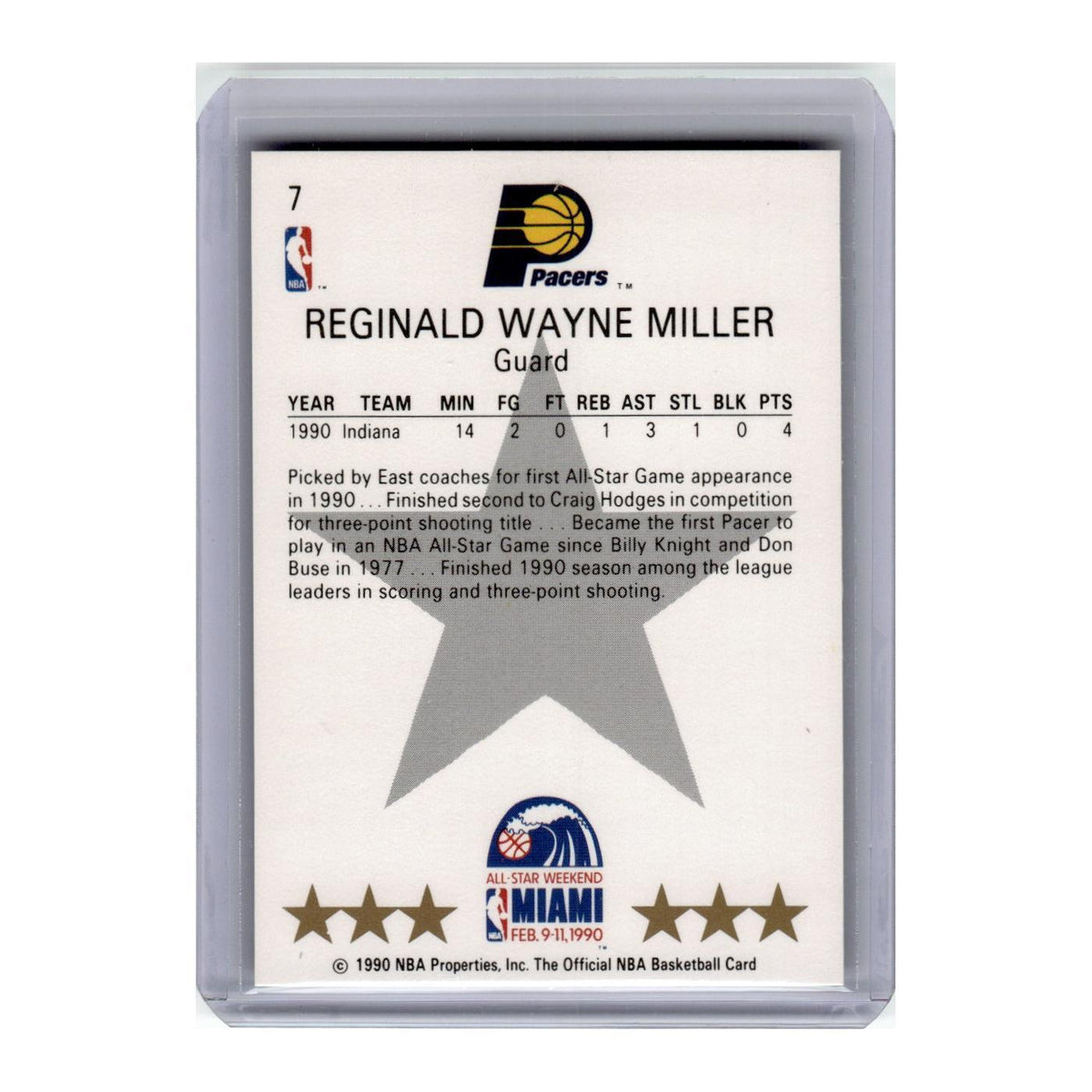 1990 Hoops Reggie Miller Pacers #7