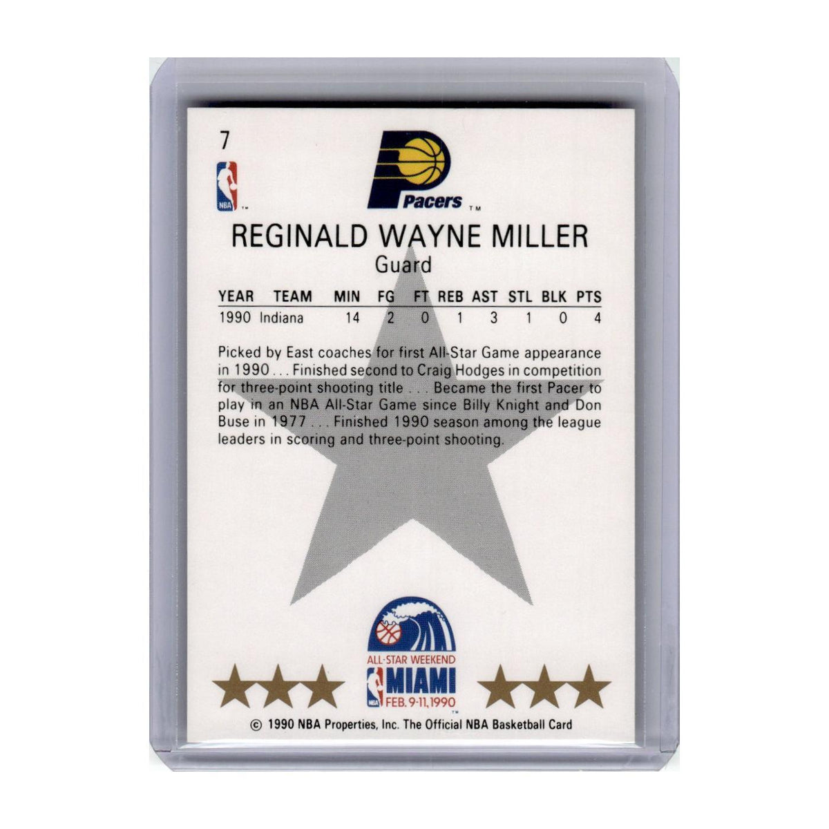 1990 Hoops Reggie Miller Pacers #7