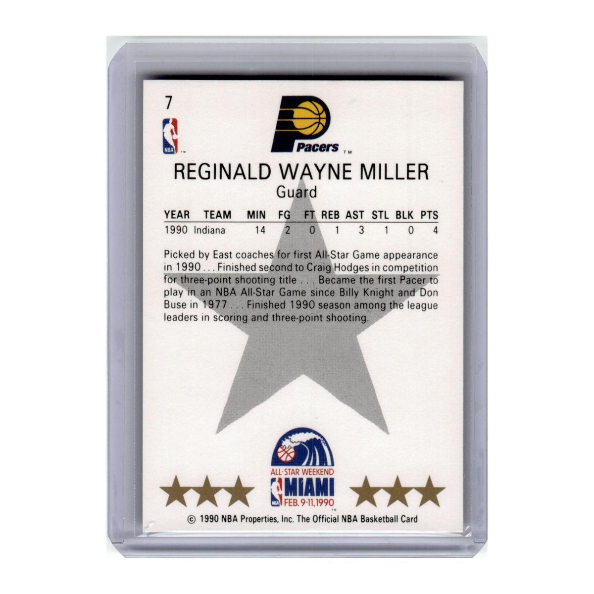 1990 Hoops Reggie Miller Pacers #7