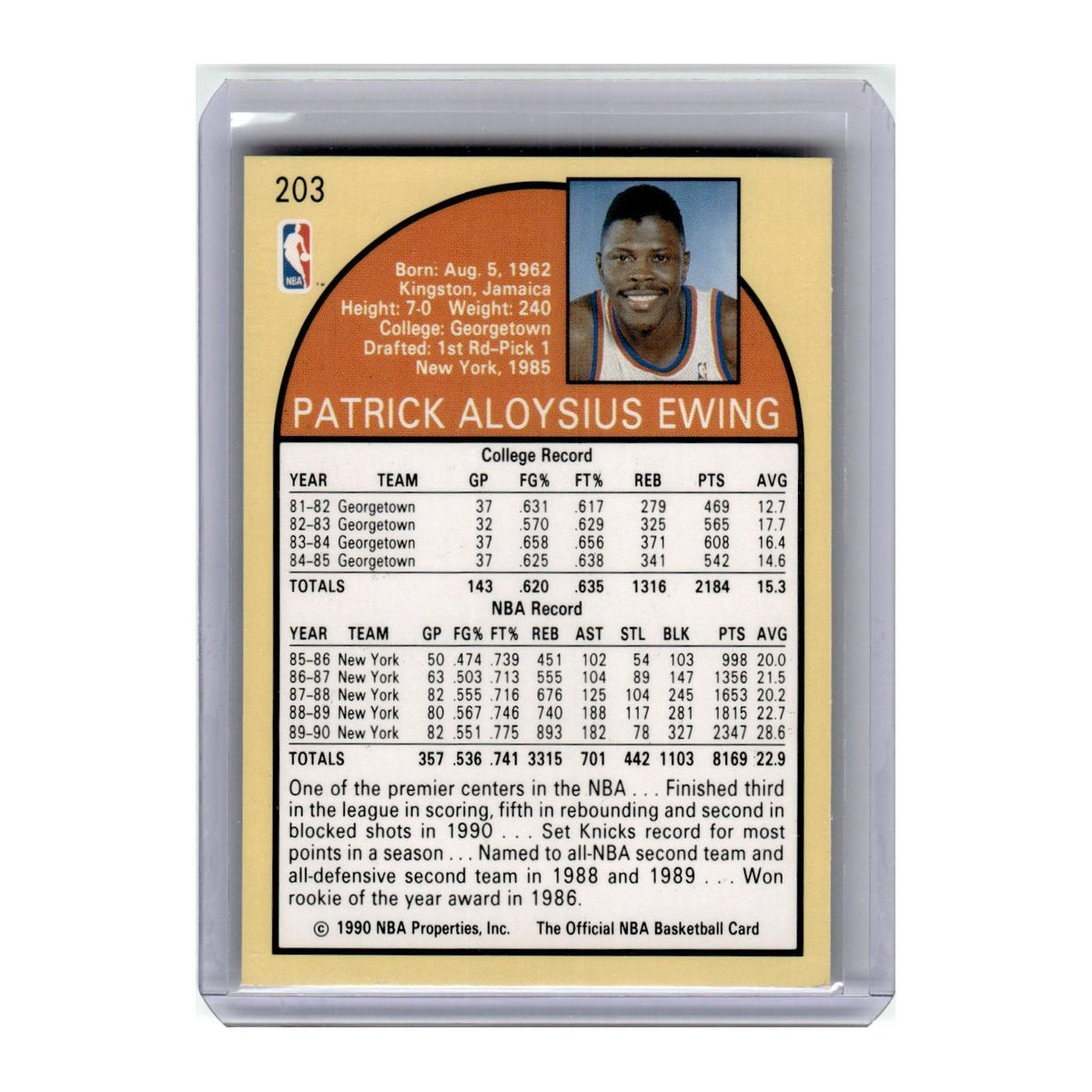 1990 Hoops Patrick Ewing Knicks #203