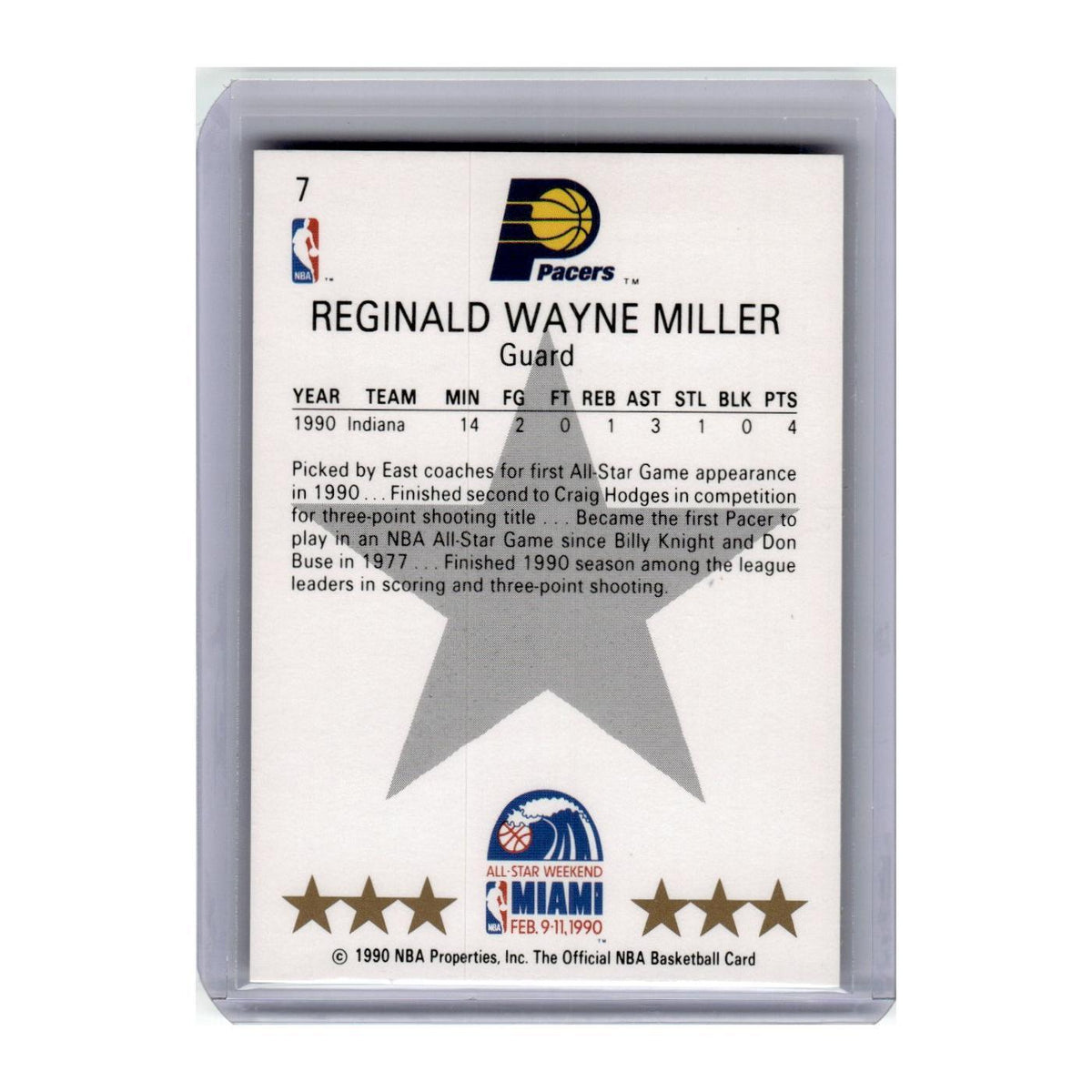 1990 Hoops Reggie Miller Pacers #7