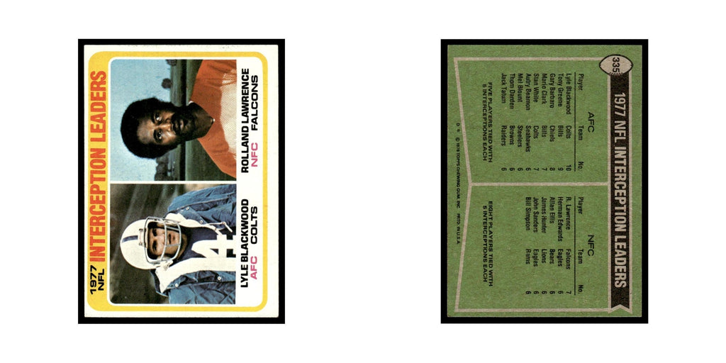 1978 Topps Football Card Lyle Blackwood/Rolland Lawrence #335