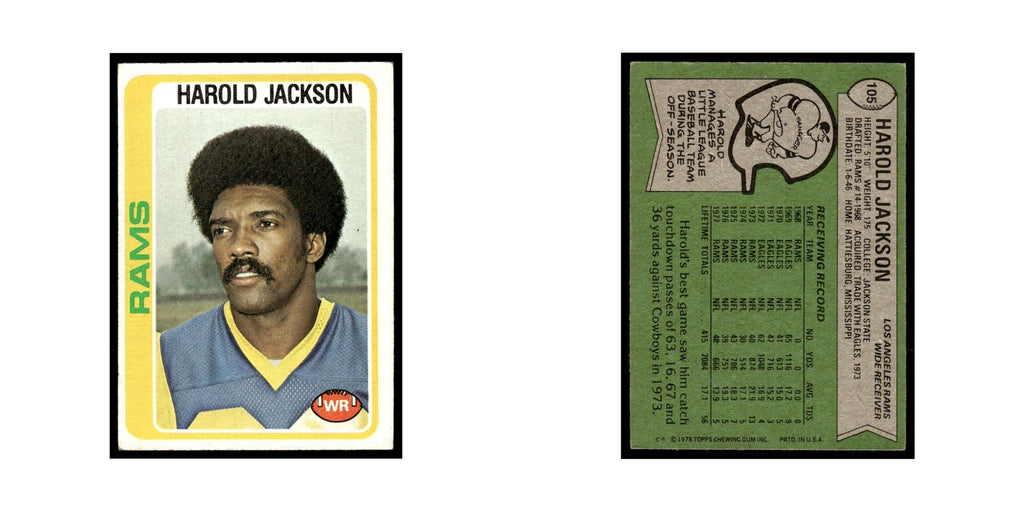 1978 Topps Football Card Harold Jackson Rams #105