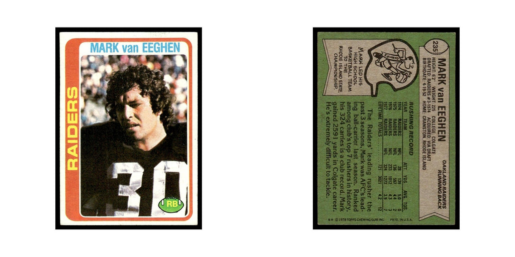 1978 Topps Football Card Mark Van Eeghen Raiders #235