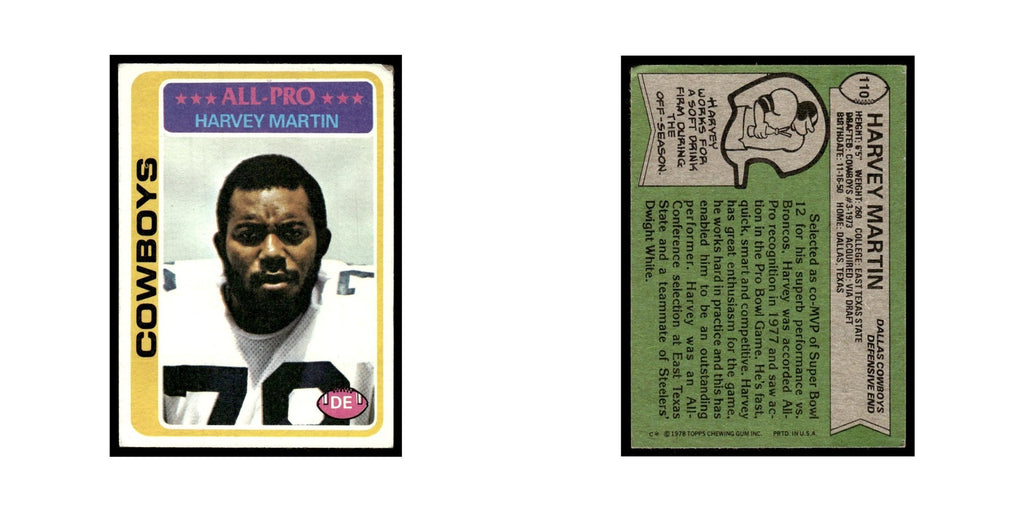 1978 Topps Football Card Harvey Martin Cowboys #110