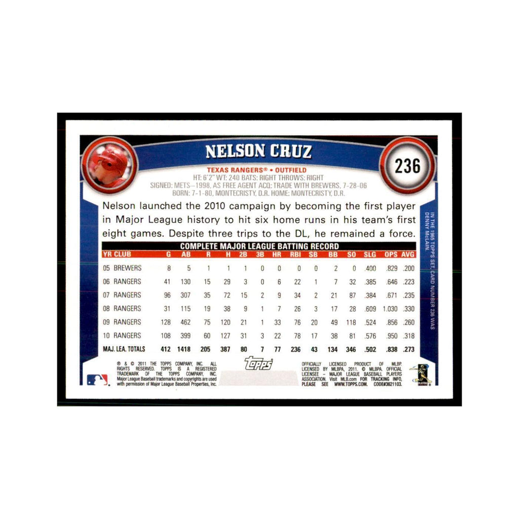 2011 Topps Nelson Cruz Baseball Cards #236