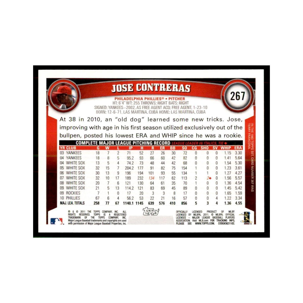 2011 Topps Jose Contreras Baseball Cards #267