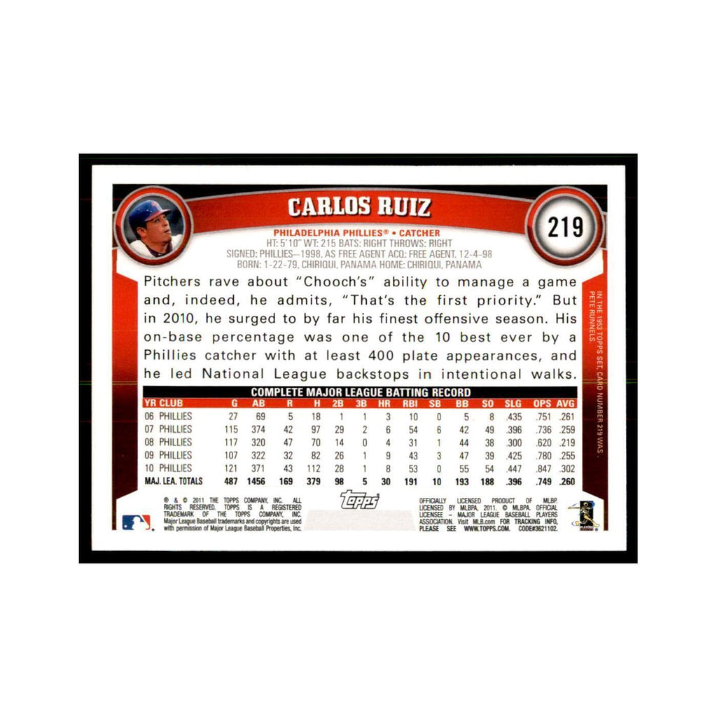 2011 Topps Carlos Ruiz Baseball Cards #219