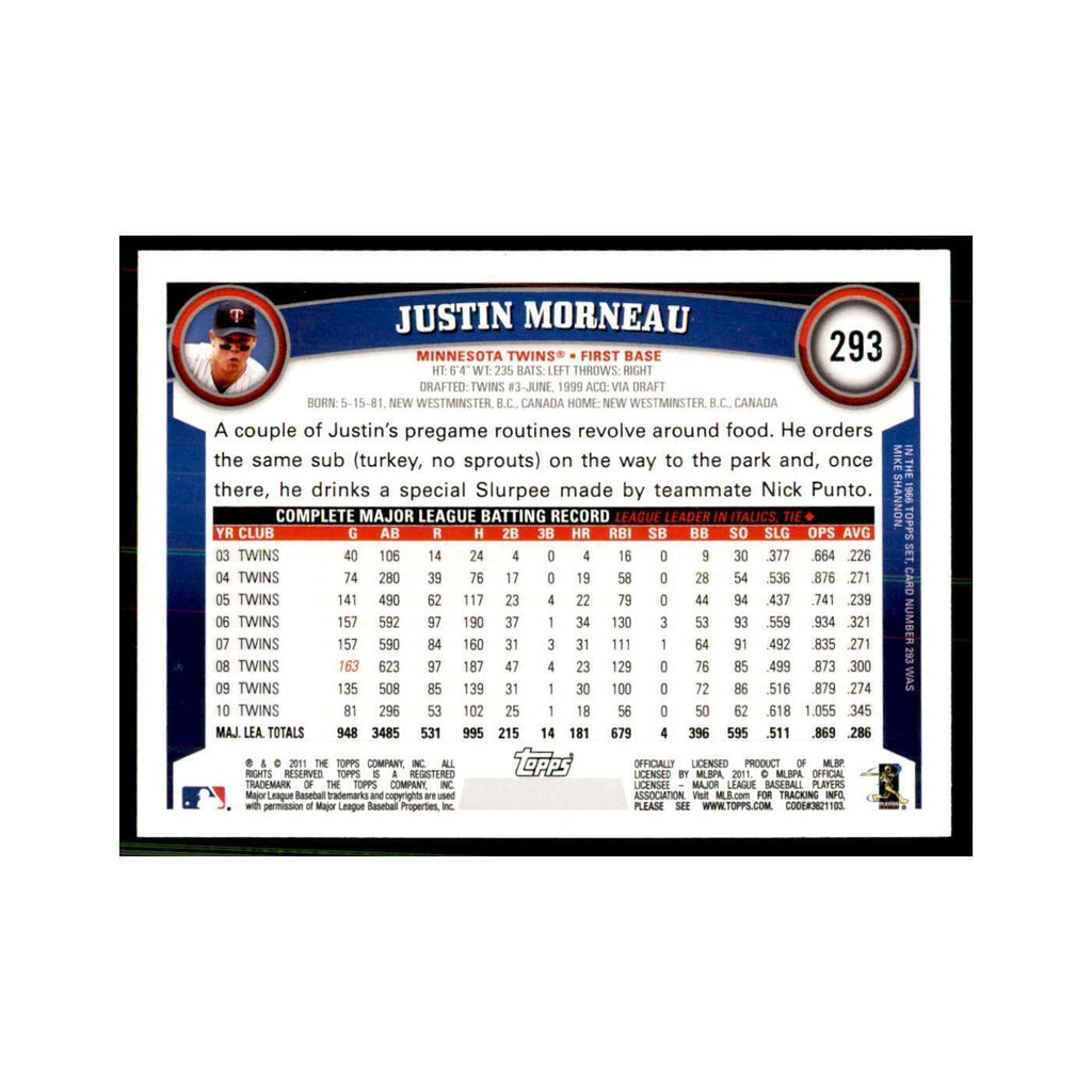 2011 Topps Justin Morneau Baseball Cards #293