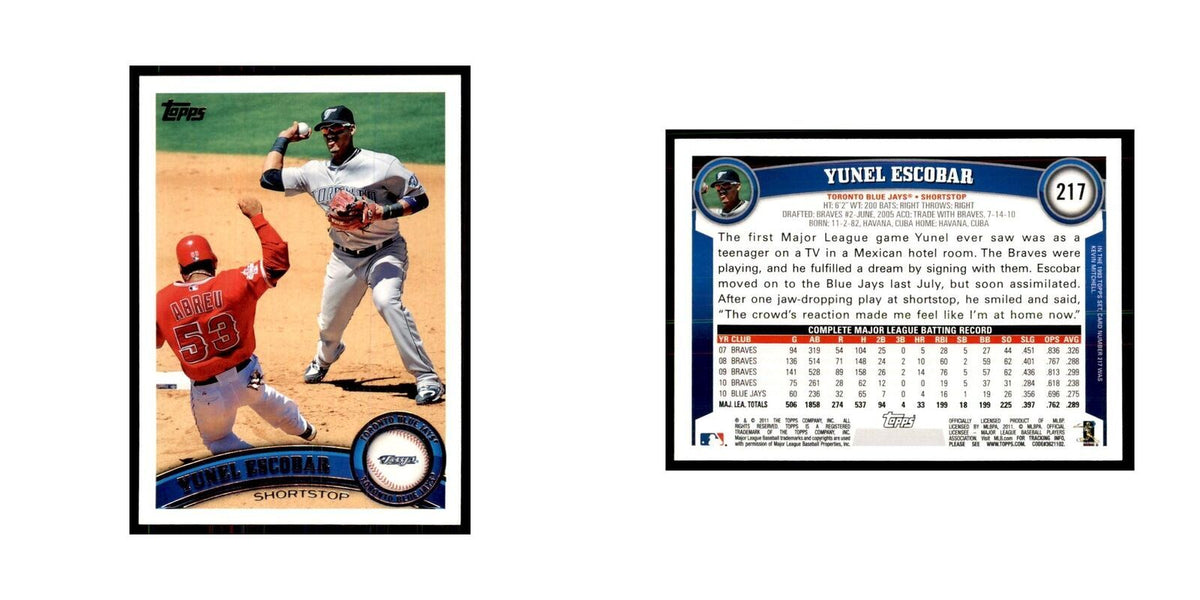 2011 Topps Yunel Escobar Baseball Cards #217