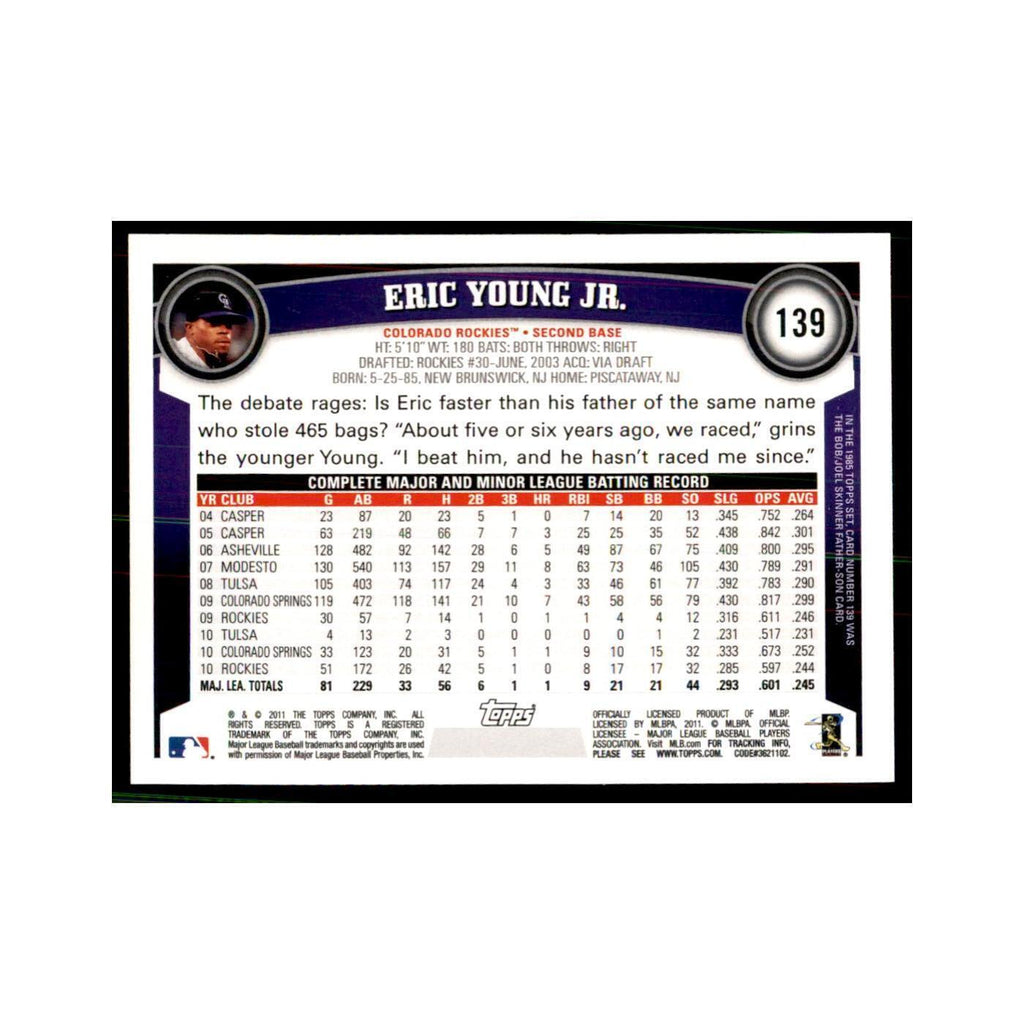 2011 Topps Eric Young Jr. Baseball Cards #139