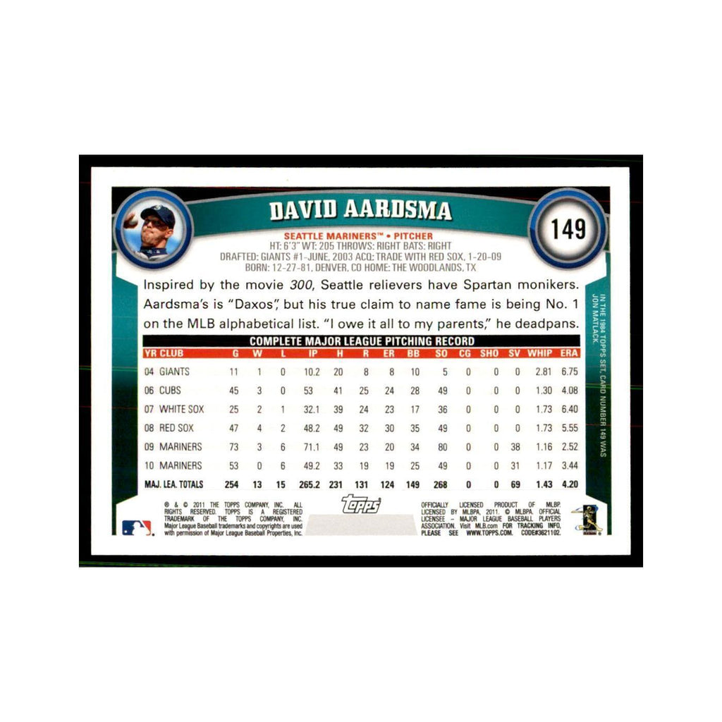 2011 Topps David Aardsma Baseball Cards #149