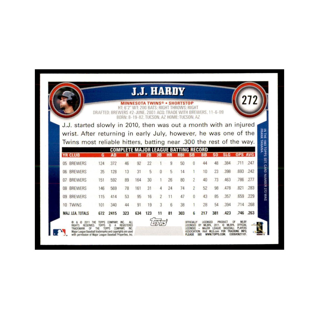 2011 Topps J.J. Hardy Baseball Cards #272