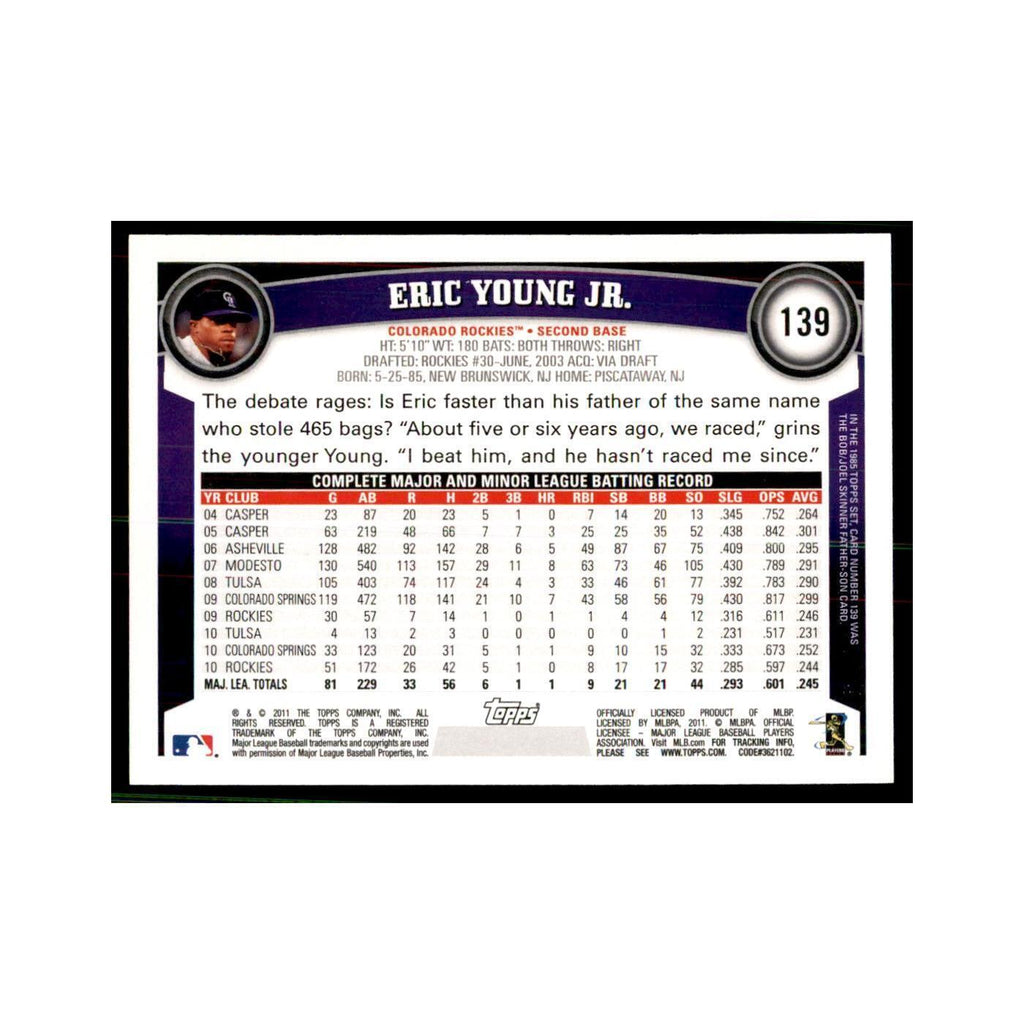 2011 Topps Eric Young Jr. Baseball Cards #139